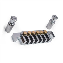 Electric Guitar Bridge with Brass Saddle, Chrome Plated Durable Metal Tailpiece Replacement Silver Finish