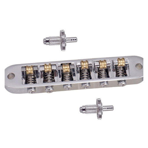 Electric Guitar Bridge Silver Roller Saddle with 2 Stopbar Studs, Smooth String Movement Upgrade 2