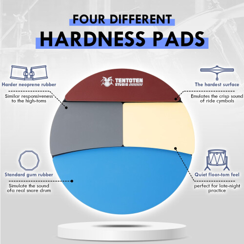 12' 4Surface Drum Practice Pad, Quiet Silicone Drum Pad with Realistic Rebound and NonSlip Base 1