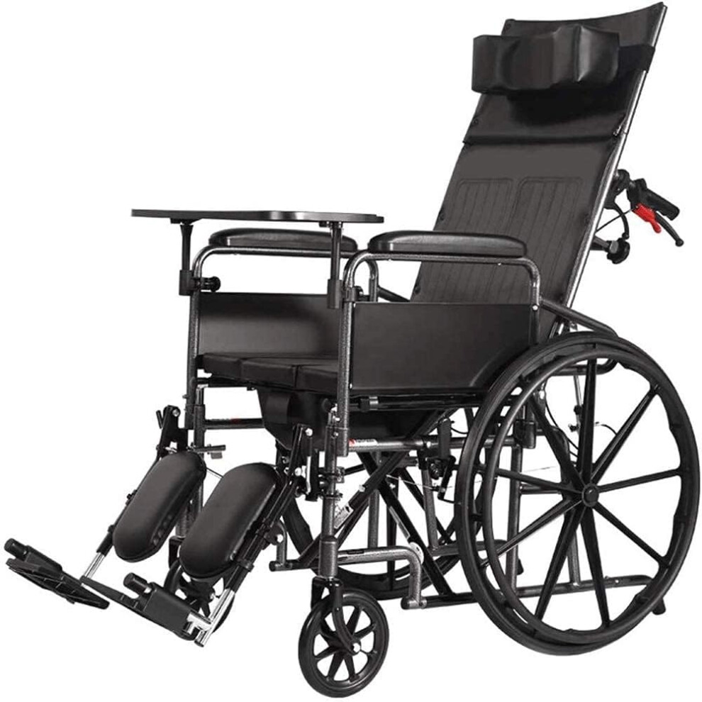 Lightweight Folding Wheelchair for Elderly and Disabled Adults, 180 Reclining Support, Detachable Design