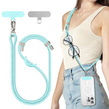 Phone Lanyard Crossbody with Adjustable Strap, 2 Pack Tether Tab, Metal Buckles, SkinFriendly, Universal for Women and Men, Limpet Shell