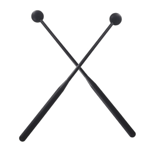 1 Pair Rubber Ball Marimba Mallets with Plastic Handle, Durable Rubber Heads, Balanced Rebound for Beginners