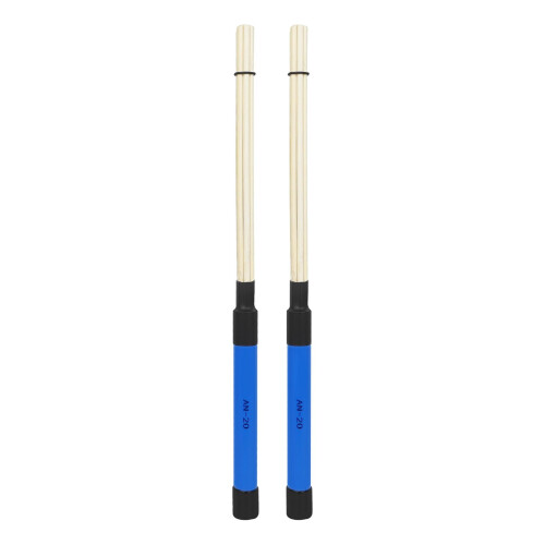 Drum Brushes Bamboo Drum Sticks with ABS Handle, Smooth Grip Control, Lightweight Blue Percussion Pair