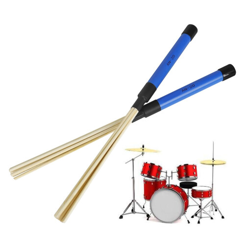 Drum Brushes Bamboo Drum Sticks with ABS Handle, Smooth Grip Control, Lightweight Blue Percussion Pair 1