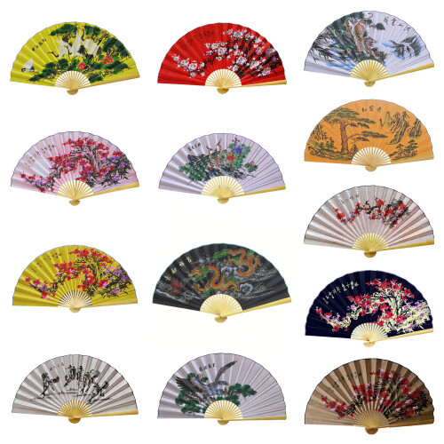 Decorsative Piece Chinese Theme Wall Fan Silk Cloth Bamboos-8 1
