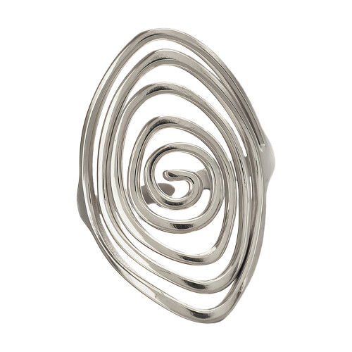 Modern Swirl Rotation Adjustable Open Ring-Steel Color