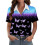 Women's Button-Down Shirts, Short Sleeve, V-Neck,-Lavender XL 5