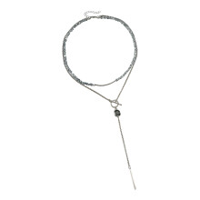 Geometric Square Black Diamonds Crystals Necklace Set-necklace