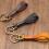 Genuine Leather Keychain Leather Key-light coffee silver buckle 6