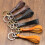 Genuine Leather Keychain Leather Key-light coffee silver buckle 7
