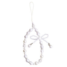 Butterfly Pearl Beaded Phone Charm Strap – Cute Aesthetic Wrist Lanyard Bracelet for Secure Carry