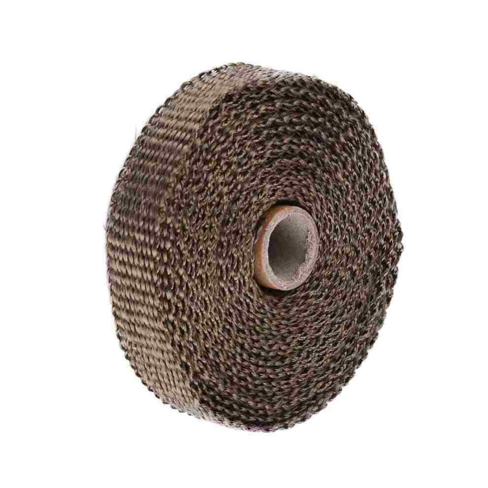 5M Car Exhaust Insulation Tape Heat Wrap With 4 Steel Ties Finish Brown 4611393554986