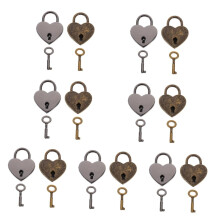 14 Pcs Heart Padlock Set, Vintage Love Lock with Key, Romantic Heart Design for Couples Gifts