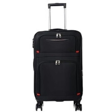 26 Inch Expandable Softside Spinner Luggage with 360 Wheels, ScratchResistant Checked Suitcase, Black