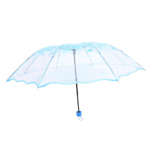Clear Folding Umbrella Dual Weather Protection Transparent Wide Canopy for Travel and Outdoor Use