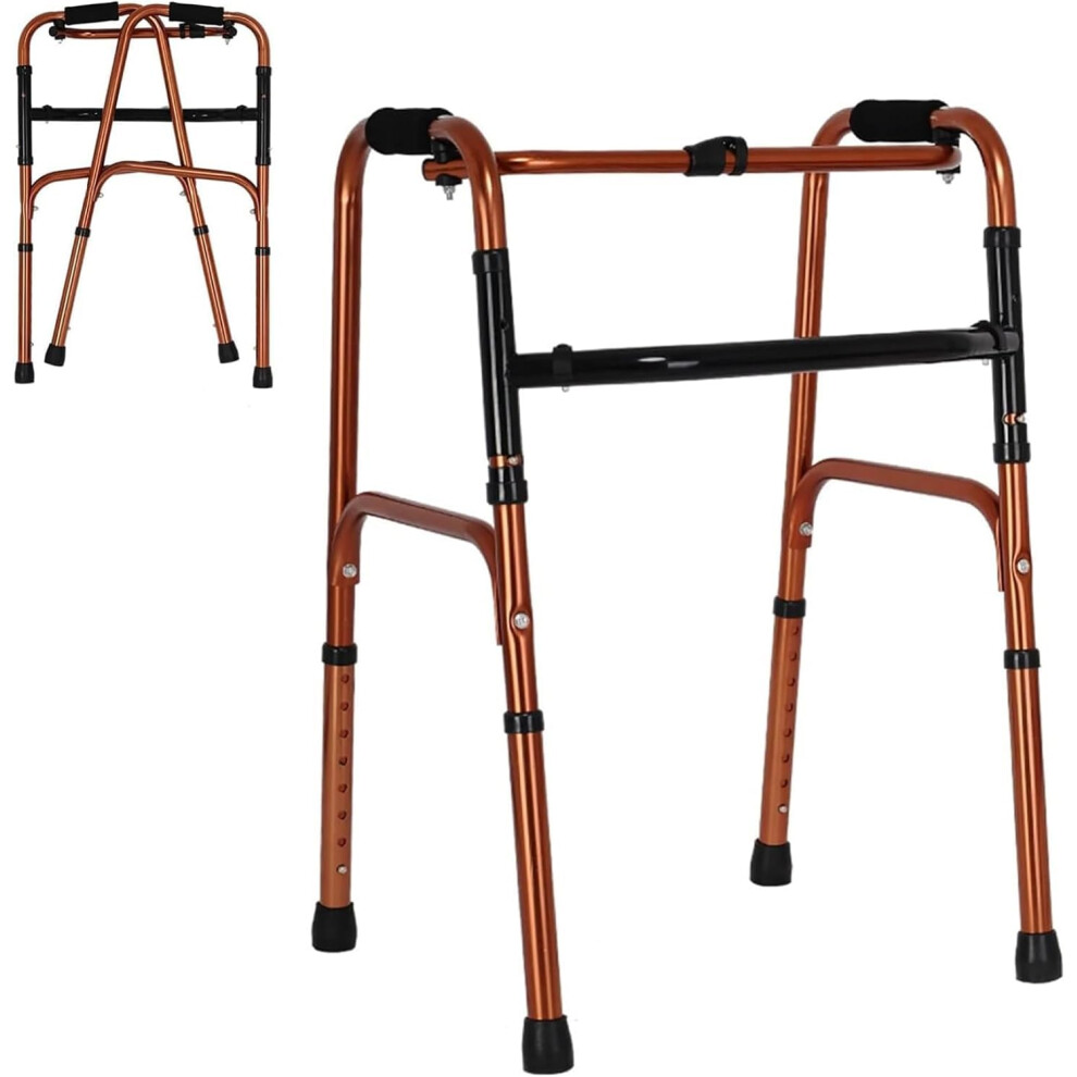 Foldable Walker for Seniors with Adjustable Height, Lightweight Aluminum Frame and AntiSlip Feet for Indoor Outdoor Use