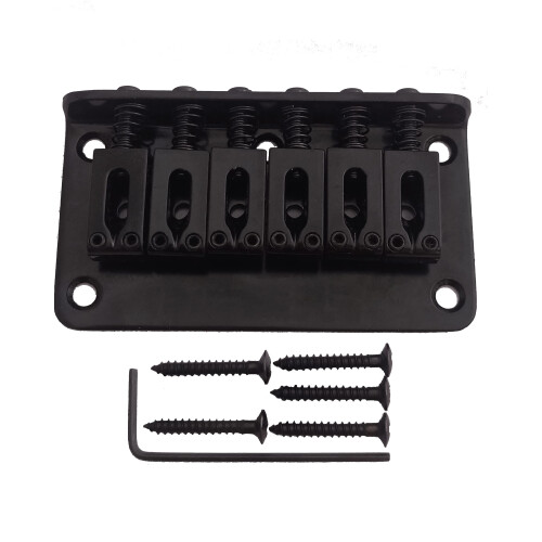 Black 6 String Bridge Replacement for Telecaster with Dual Stringing Options and Precise Saddle Adjustment
