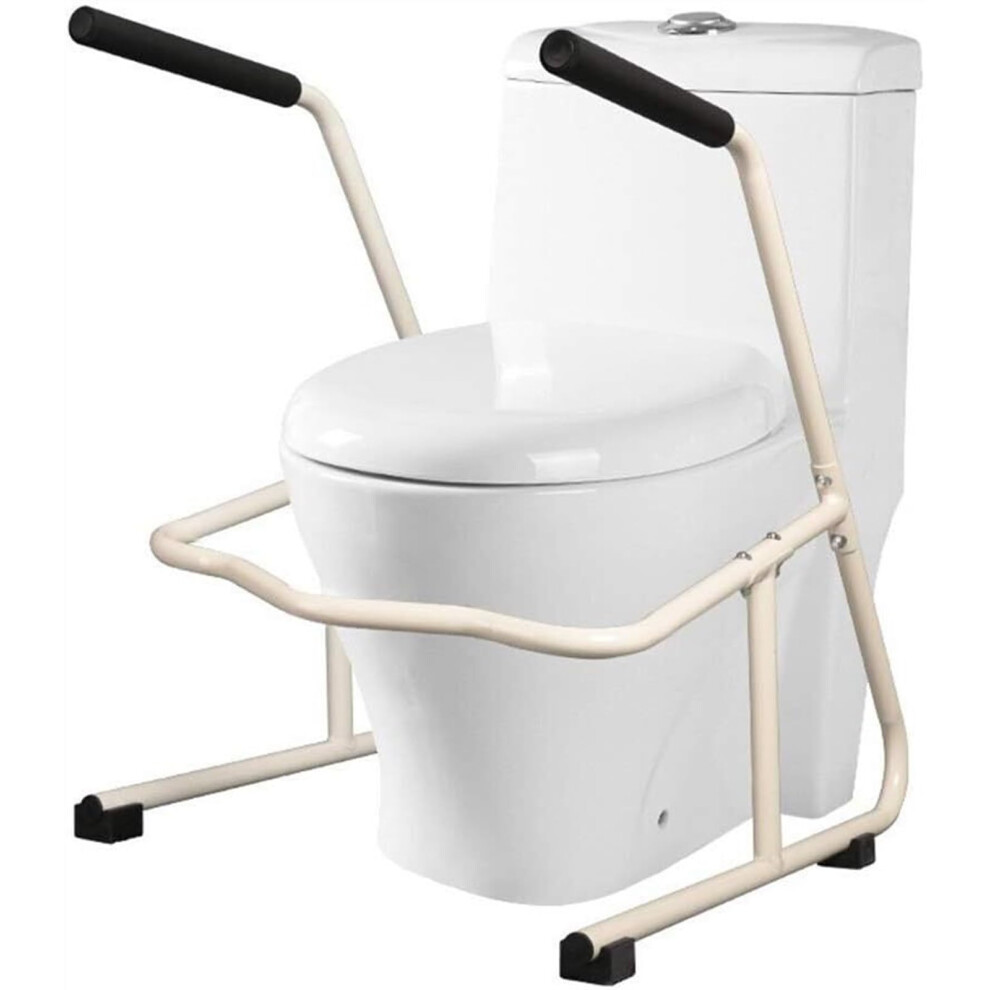 Adjustable Toilet Safety Frame for Elderly with Non Slip Padded Armrests and 150kg Load Capacity
