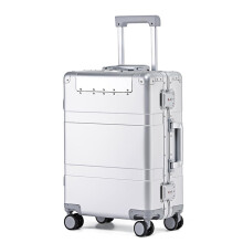 Aluminum Carry On Luggage 28 Inch Silver Zipperless Hard Shell Suitcase with Metal Lock and Spinner Wheels
