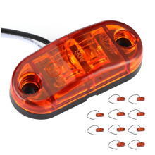 10pcs 2.5in 2LED Oval Side Marker Light 1.2W Amber