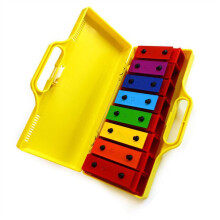 8 Note Aluminum Glockenspiel Xylophone with Clear Resonant Sound, Easy Learning Design, Vibrant Yellow