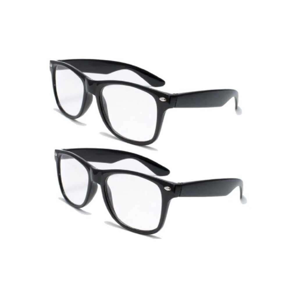 Black 2 Pairs Retro Square Trendy Style Reading Glasses Comfortable Readers Magnification With Spring Hinge (, 3.00)