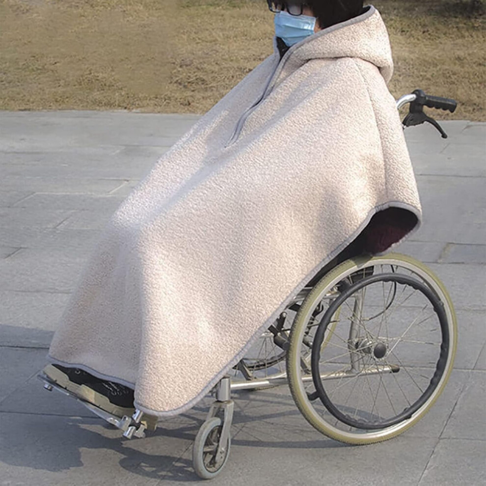 Waterproof Fleece Wheelchair Blanket with Double Fleece Warmth, Windproof Winter Footmuff Cover