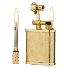 Antique Metal Kerosene Lighter, Retro Refillable 2 in 1 Permanent Match, Durable Vintage Gift for Men and Women