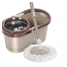 Spin Mop and Bucket Set with Adjustable Stainless Handle, 360 Flexible Head, 2 Microfiber Mop Heads