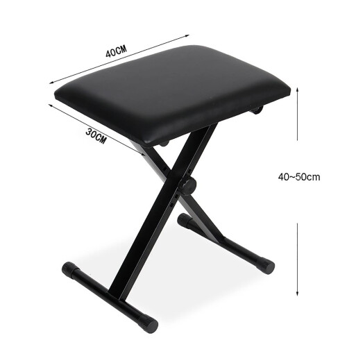 Adjustable Piano Bench with Padded Seat, XStyle Foldable Keyboard Stool, Durable Iron Frame, Black 1