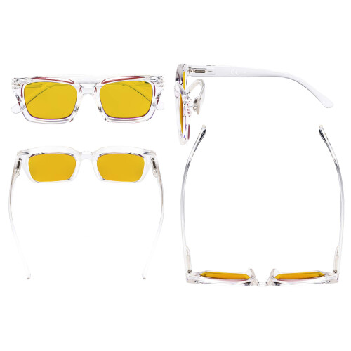 Women's Blue Light Blocking Reading Glasses +0.50, Oversized Square Computer Readers with Amber Tinted Transparent Frame 2