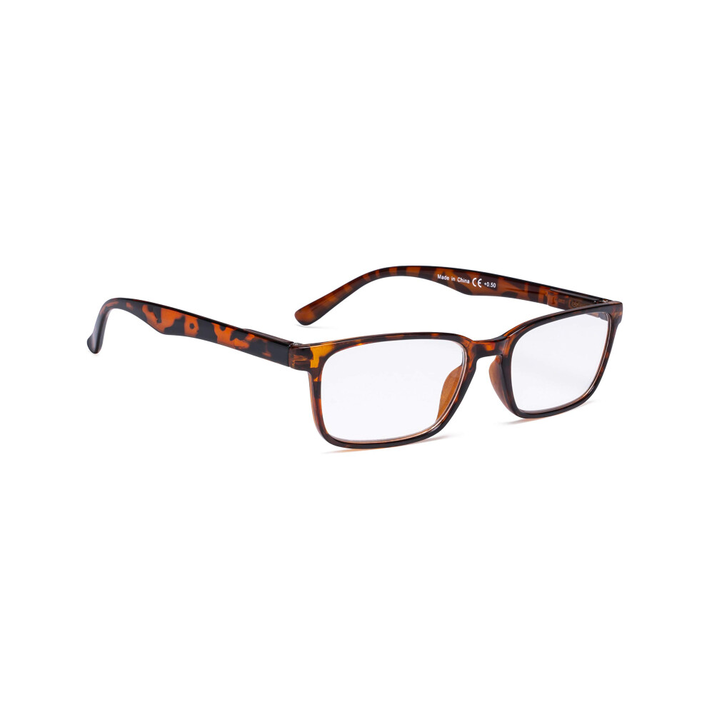 Vintage Tortoise Reading Glasses +0.75 with Comfortable Spring Hinges for Women and Men