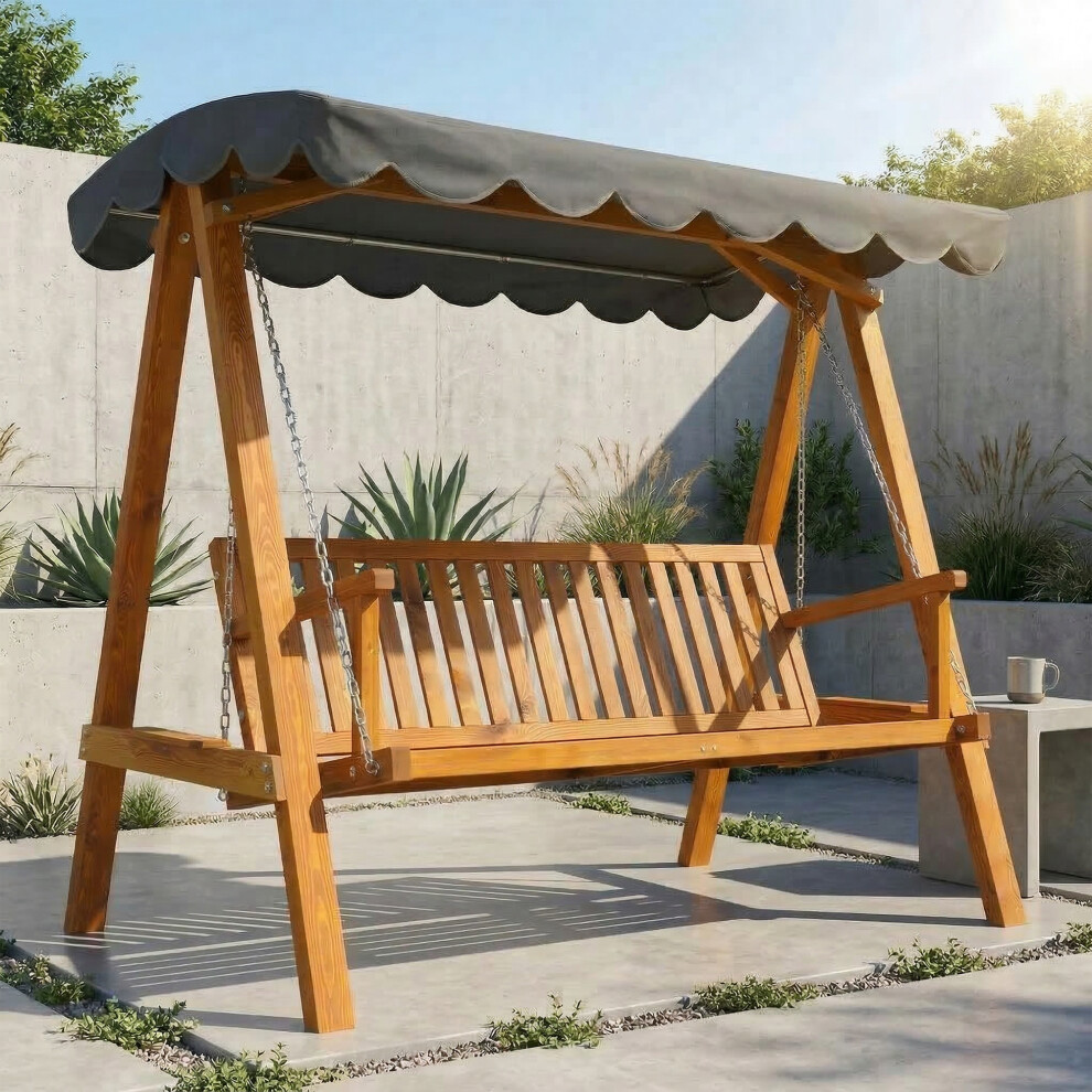 Outsunny 3 Seater Garden Swing Seat With Canopy, Dark Grey