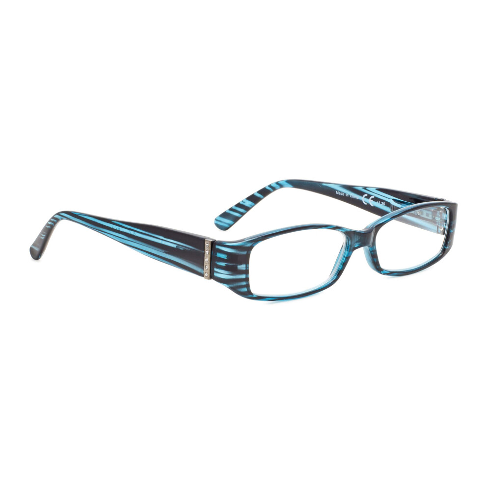 Blue Reading Glasses For Women Frame With Austrian Crystals +1.25 Magnification Lightweight Design
