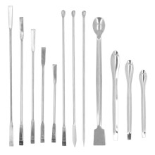 Juego de 12 Espátulas de Laboratorio de Acero Inoxidable para Reactivos, Cucharas Medidoras y Cucharas de Doble Extremo.
