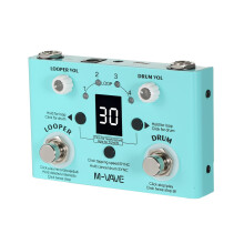 2 in 1 Looper and Drum Machine Pedal with Double Footswitch, 30 Drum Patterns, 4 Loop Tracks
