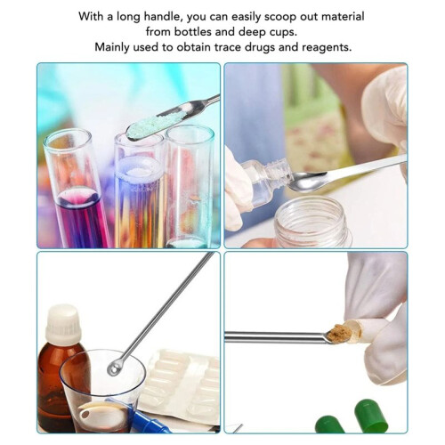 Kit de 12 Spatules de Laboratoire en Acier Inoxydable à Double Extrémité pour Réactifs 2