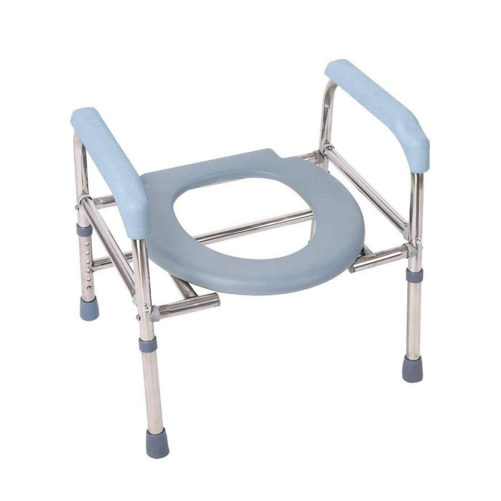 Adjustable Height Shower Chair for Elderly with Armrests, Nonslip Feet, Waterproof Frame, 6 Levels
