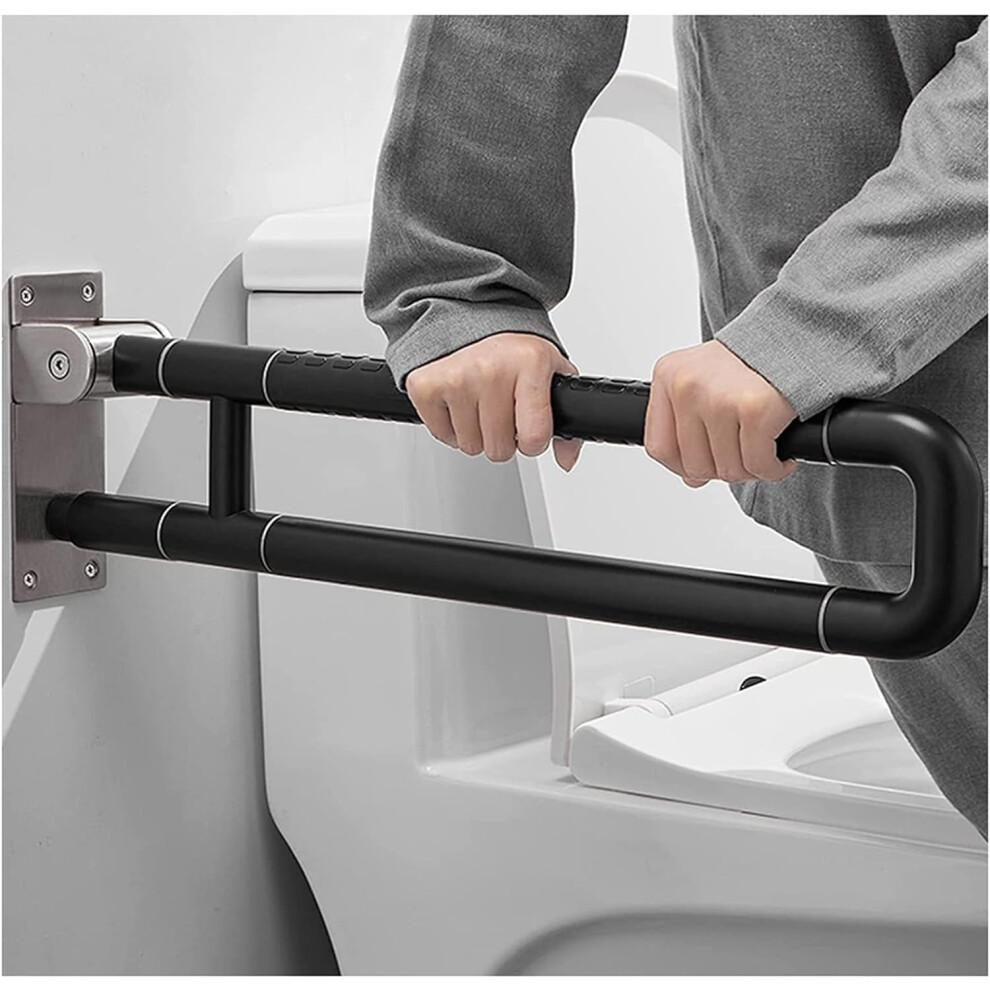 Foldable Bathroom Grab Bar 60cm for Elderly, Wall Mounted Stainless Safety Rail with NonSlip Grip