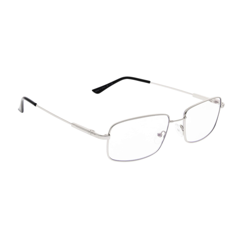 Silver Progressive Multifocus Reading Glasses For Men With Uv Protection Filter, Memory Titanium Frame, 1.50