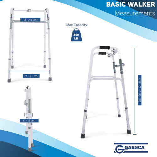 Lightweight Folding Walker for Seniors, Adjustable Aluminum Frame, OneButton Folding, 2in1 Walking Modes 1