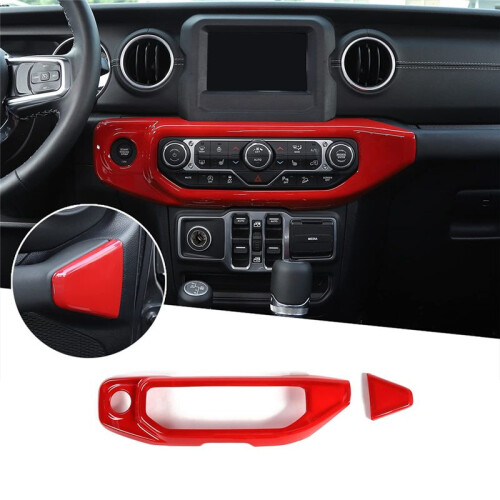 For   JL Gladiator JT 2018-2023 Air Conditioner AC Control Panel Decorative Cover Decorative,Red 1