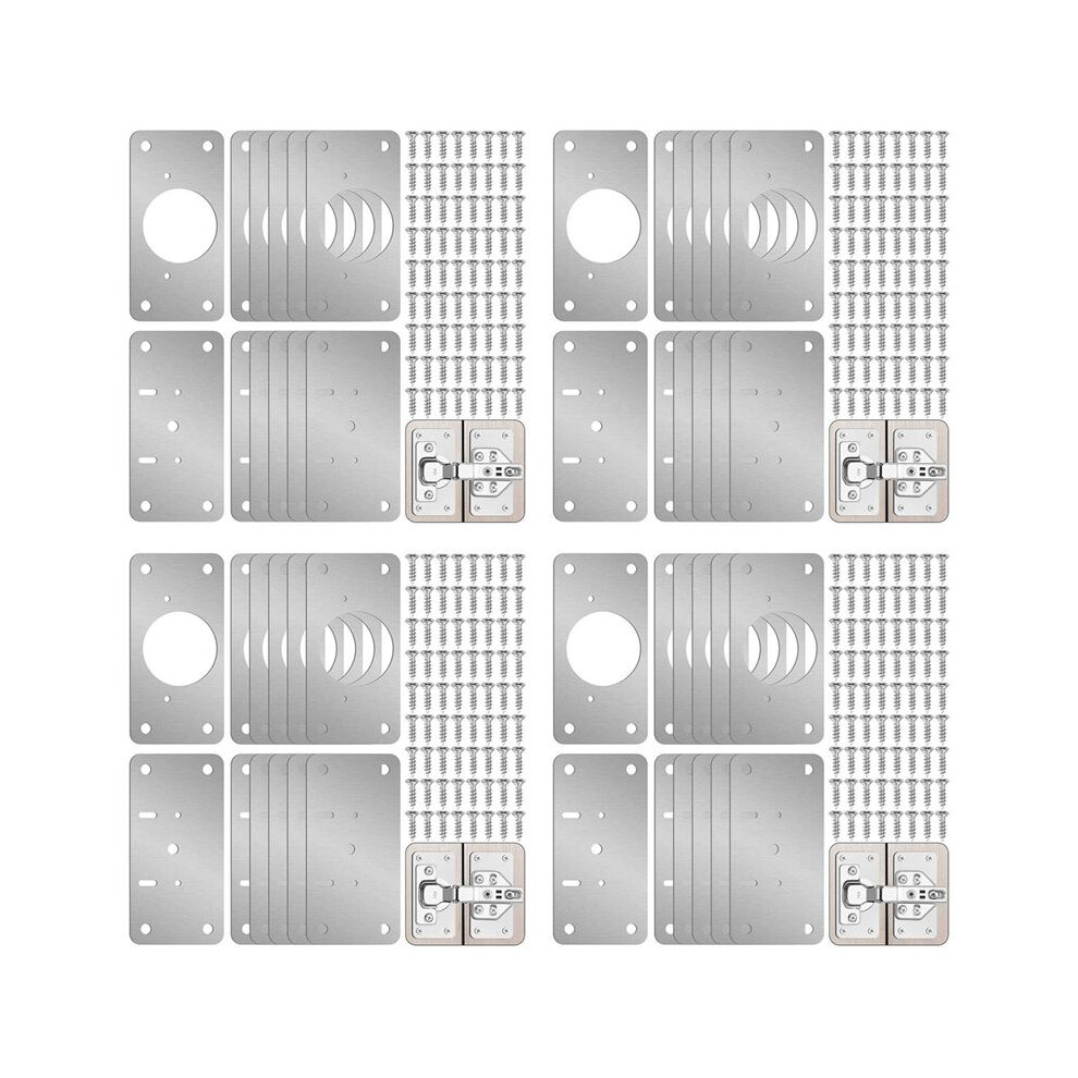 48-Pack Hinge Repair Kit - Cabinet Door Hinge Repair Plate Hinge Fixing Plate For Kitchen Cupboard Door Locker Cabinet 6032068184754