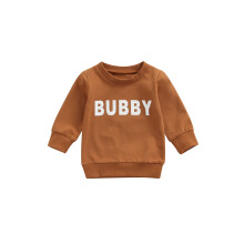 (khaki, 3-4 Years) Qmyliery Children's Pullover Loose Long-sleeved Crew Neck Letter Print Sweater Casual Tops