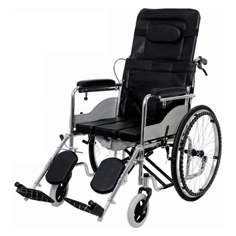 Patient Lift Chair Transfer Wheelchair for Elderly, Foldable MultiFunctional Shower Commode with Cushioned Seat and Steel Frame