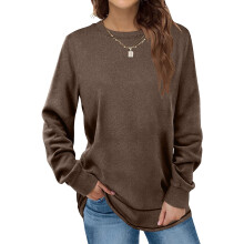(blue, L) Levmjia Clearance Promotion Fall Winter Women Solid Long Sleeves Casual Shirts Round Neck Sweatshirt Crewneck Pullover Tunic Tops