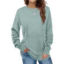 (lightblue, XXXL) Levmjia Clearance Promotion Fall Winter Women Solid Long Sleeves Casual Shirts Round Neck Sweatshirt Crewneck Pullover Tunic Tops