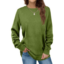 (green, M) Levmjia Clearance Promotion Fall Winter Women Solid Long Sleeves Casual Shirts Round Neck Sweatshirt Crewneck Pullover Tunic Tops