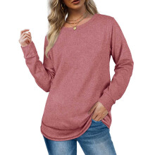 (red, XXL) Levmjia Clearance Promotion Fall Winter Women Solid Long Sleeves Casual Shirts Round Neck Sweatshirt Crewneck Pullover Tunic Tops