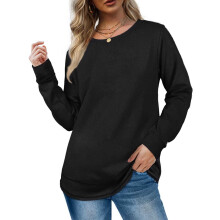 (z, XL) Levmjia Clearance Promotion Fall Winter Women Solid Long Sleeves Casual Shirts Round Neck Sweatshirt Crewneck Pullover Tunic Tops